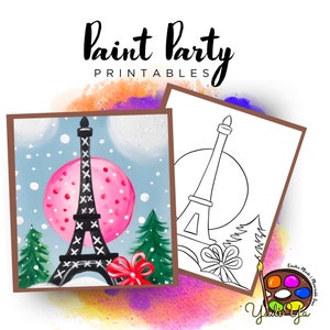Paris Pre Drawn Outline Canvas | Diy Paint Party | Adult Paint Party Printable | Canvas Printable | Paint & Sip | Png Digital Download