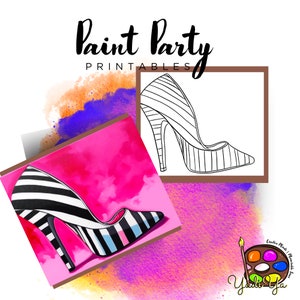 Shoes |Pre Drawn Outline Canvas | Diy Paint Party | Adult Paint Party Printable | Canvas Printable | Paint & Sip | Png Digital Download