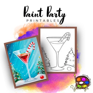 Martini Pre Drawn Outline Canvas | Diy Paint Party | Adult Paint Party Printable | Canvas Printable | Paint & Sip | Png Digital Download