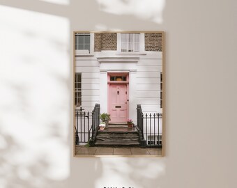 London Wall Art, London Print, London Pink Door Wall Art, UK Wall Art, London Poster, Digital Download
