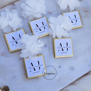 50PCS Chocolats avec cartes en plexiglass personnalisées | cadeaux invités | mariage | baptême | anniversaire | plan de table