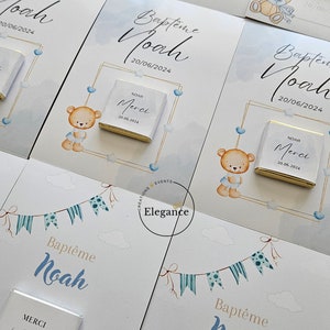 30PCS Chocolats avec cartes personnalisées | cadeaux invités | baby boy | baptême | anniversaire | naissance | baby shower | gender reveal