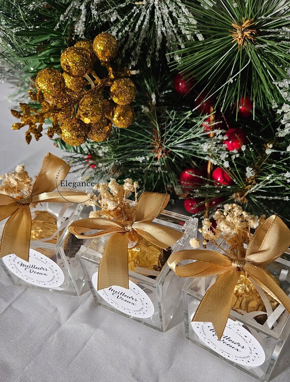 Boîte de chocolat de Noël dorée avec ruban,Low Prices Boîte de