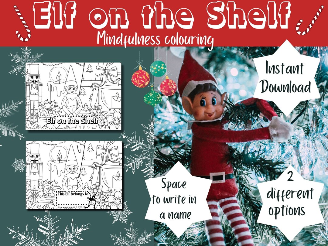 Elf on the Shelf Colouring Pages Cute Elf Print Kids - Etsy