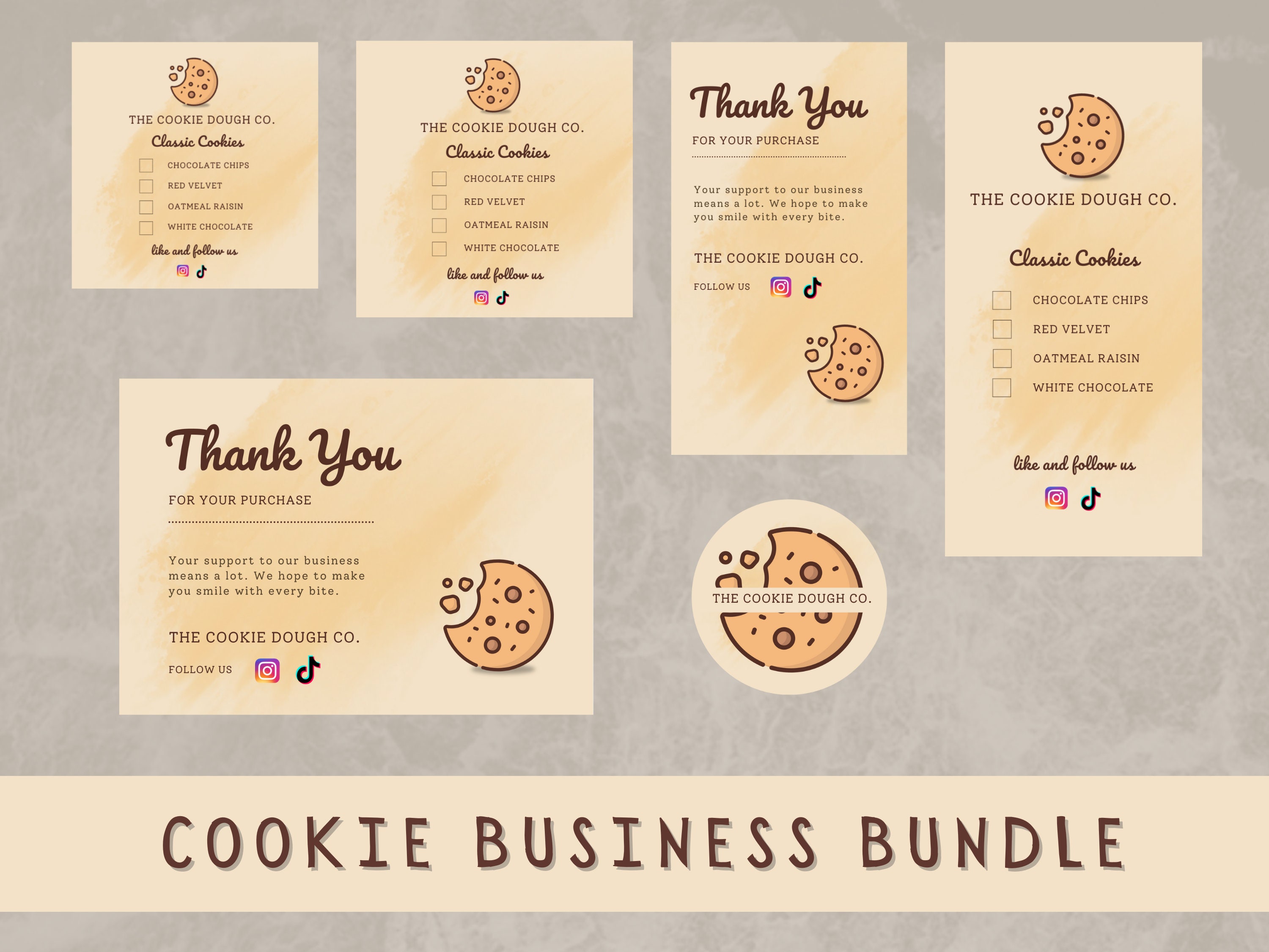 Complete Cookie Business Label & Sticker Bundle, Editable Cookie Labels