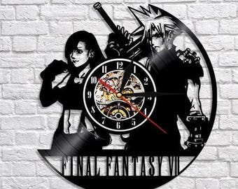 Presentes de Natal para amigos com Final Fantasy VII, Relógio de parede de vinil para videogame, Arte para jogos, Decoração de quarto de menino, Presente para jogador