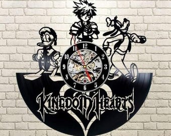 Kingdom Hearts Vinyl Record Clock: Video Game Themed Decor, Disneyland Wall Art, Christmas Gift