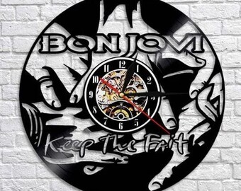 Relógio de vinil Bon Jovi: decoração de banda de rock, arte de parede para amantes da música, presente de Natal