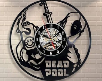 Deadpool Vinyl Record Wall Clock: Superhero Decoration, Comics Lover Art, X-mas Gift