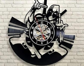 Comic Character Vinyl Record Clock: Deadpool Wall Art, Handmade Home Decor, Christmas Gift