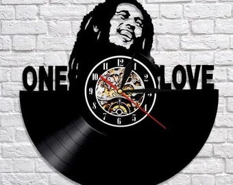 Reloj de vinilo de Bob Marley: arte de pared de reggae, decoración para amantes de la música, regalo de Navidad