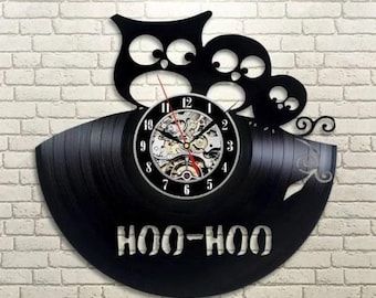 Owl Handmade Vinyl Record Clock: Bird Lover Wall Art, Woodland Home Decor, Christmas Present