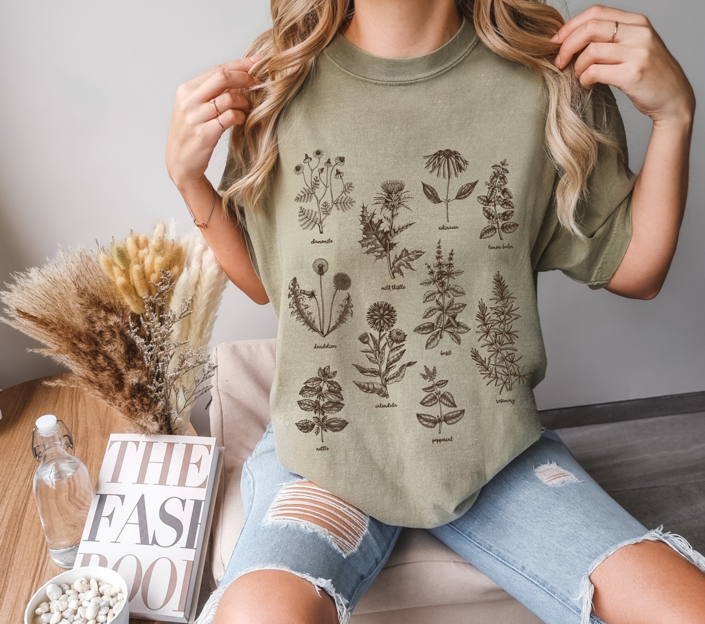 Color Herbalist Pattern twill cropped pants main image 1
