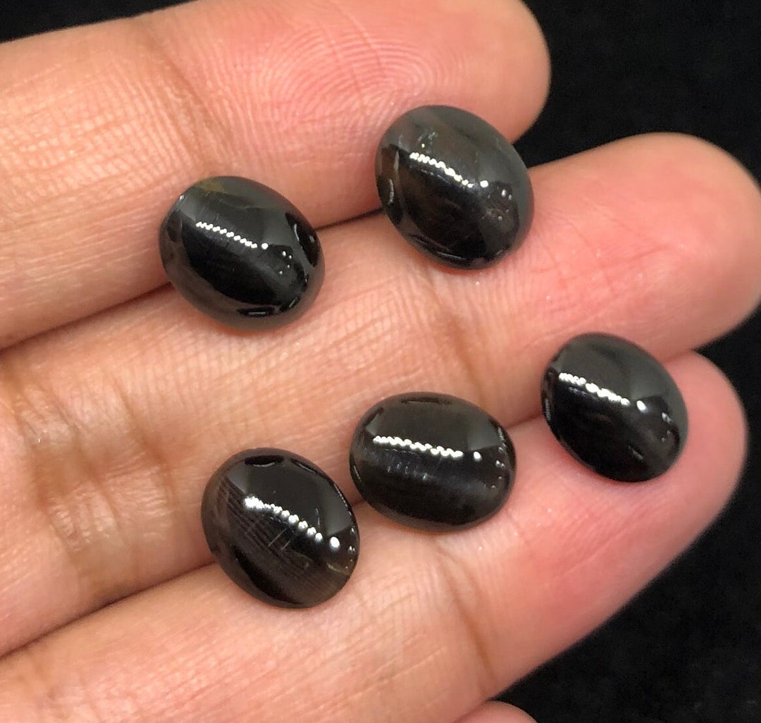 Black Cats Eye Cabochon Cats Eye Gemstone Loose Gemstone Cats Eye Stone