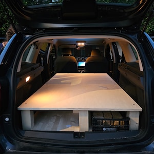 Wooden camping box project foldable bed fits in the Dacia Duster car trunk easy no seats removed - digital product - DIY TUTORIAL PDF