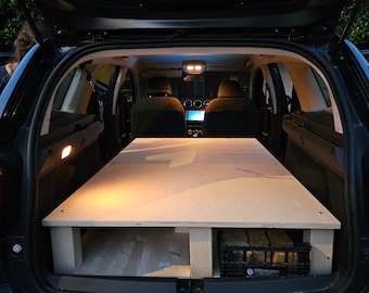 Dacia Duster Holz-Campingbox für Auto, Campingbox, faltbares Bett, passt in den Kofferraum, Campingbox, einfach, keine Sitze entfernt, DIY-Anleitung als PDF