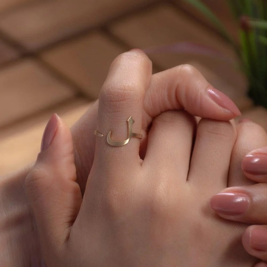 Adjustable Arabic Letter Ring - Lam Letter (ل) Equivalent (L) - Brass ...
