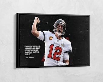 Tom Brady Poster, Motivational Wall Art Decor, Tampa Bay Buccaneers, Framed Canvas, Football Gift, NFL Art, NFL Prints, Home Decor, Man Cave