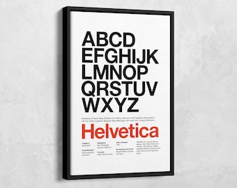 Helvetica Font Poster, Typographic Print, Helvetica Typeface Canvas, Typography Print, Office Decor, Minimalist, Gift For Designers