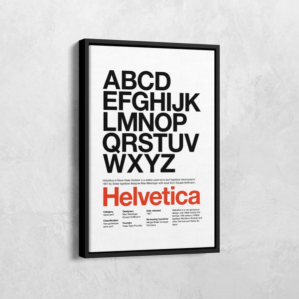 Helvetica Font Poster, Typographic Print, Helvetica Typeface Canvas, Typography Print, Office Decor, Minimalist, Gift For Designers