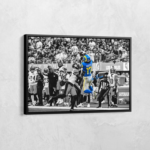 Puka Nacua Poster, Touchdown Catch Print, Best Catch 2023, NFL Print, Voetbal Canvas, Los Angeles Rams, NFL Wall Art, Sport Art, Man Cave