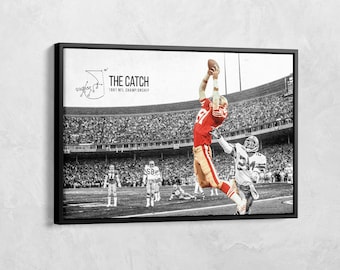 The Catch Poster, NFL Legends, San Francisco 49ers, Dwight Clark, NFL Art, NFL Prints, Football Canvas, Football Gift, Home Decor, Man Cave