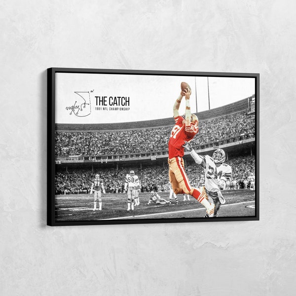 The Catch Poster, NFL Legends, San Francisco 49ers, Dwight Clark, NFL Art, NFL Prints, Football Canvas, Football Gift, Home Decor, Man Cave