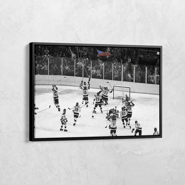 US Winter Olympic Hockey Canvas, Miracle on Ice 1980, Hockey Poster, Sport Art Print, Herb Brooks Arena, Gym Decor, Game Winning Moment