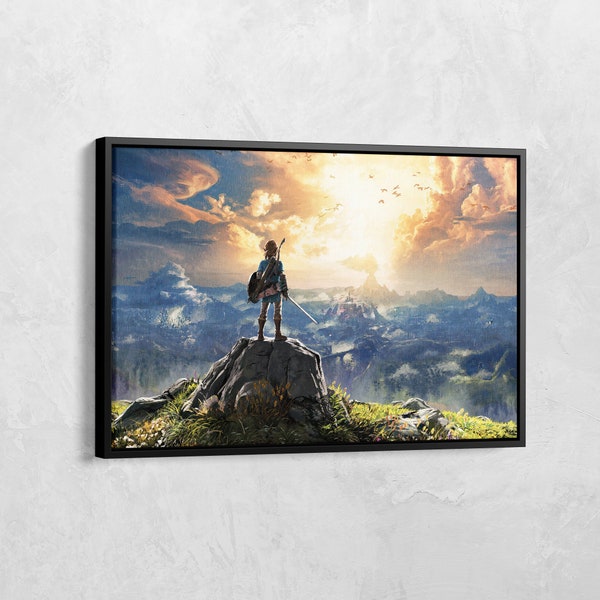 La Légende de Zelda Canvas Art, Affiche Zelda, Breath of The Wild, Décor de salle de jeux, Art du jeu vidéo, Décor de salle de jeux, Grand cadeau pour les joueurs