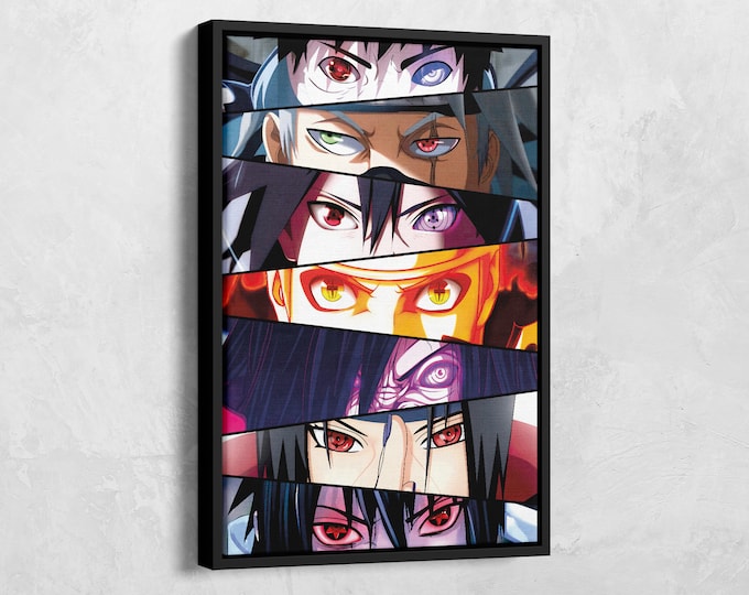 Japanese Anime Manga Characters Eyes Canvas, Japanese Anime Fan Art, Anime Characters Poster, Manga Anime Collage Poster, Heroes Wall Art