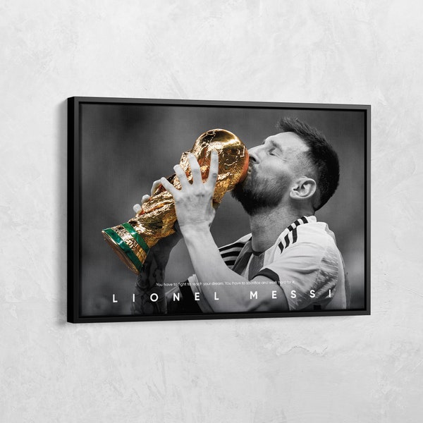 LIONEL MESSI Canvas, WK 2022 Poster, Argentinië voetballegende, Messi Qoute Print, Voetballer Poster, Voetbal Cadeau, Sport Decor