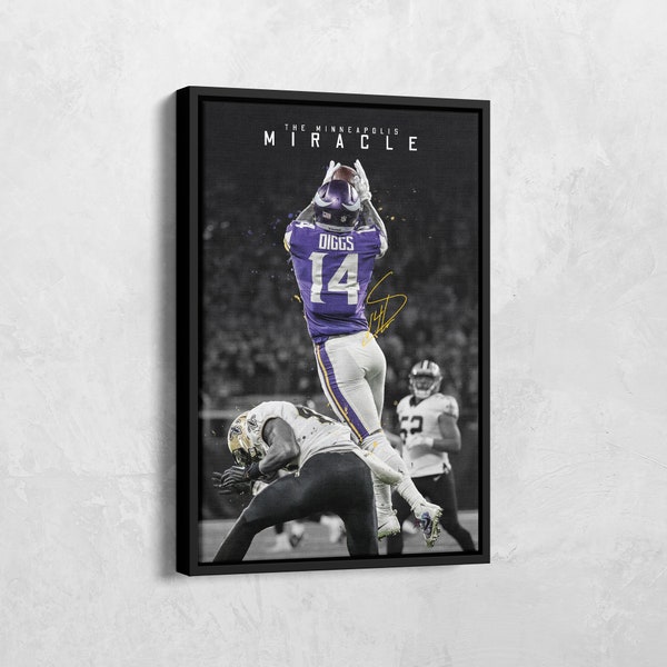 Minnesota Vikings, Minneapolis Miracle Canvas, Nfl Gifts, Stefan Diggs, NFL Playoffs, NFL Prints, Sport Wall Art, American Football Poster