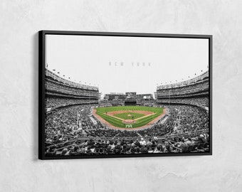 Yankee Stadium Black White Canvas, Yankees Baseball Print, New York Baseball, Baseball Poster, Baseball Decor, New York Gifts, Sport Poster