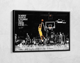 Kobe The Last Shot Canvas, Poster della leggenda dei Lakers, Buzzer Beater, Vincitore del gioco Cluch, Stampa del momento iconico, Arte del basket, Arte Bryant, Man Cave