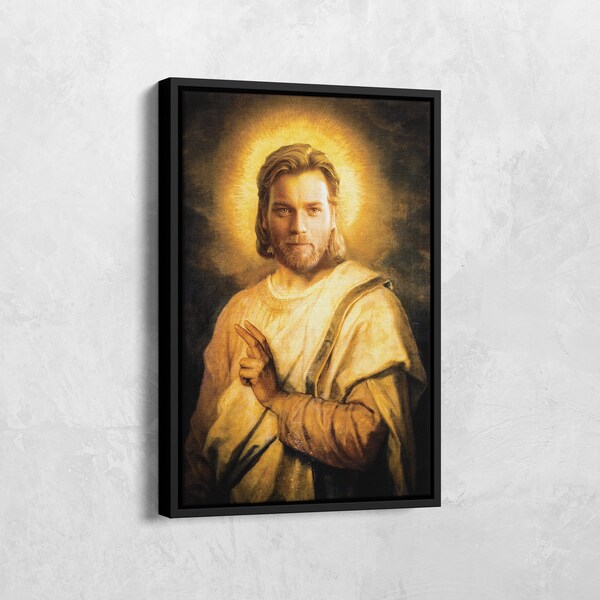 Impression d'Ewan McGregor, Jésus de l'espace inspiré par Hofmann, Obi Wan Kenobi, toile de Jésus, affiche de style peinture de Jésus, décoration murale de Jésus, art meme