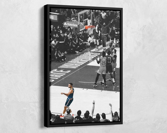 Stephen Curry Canvas, Stephen Curry Game Winner Poster, Golden State Warriors Gift, Buzzer Beat, Stephen Curry Print, Basketball Wall Art