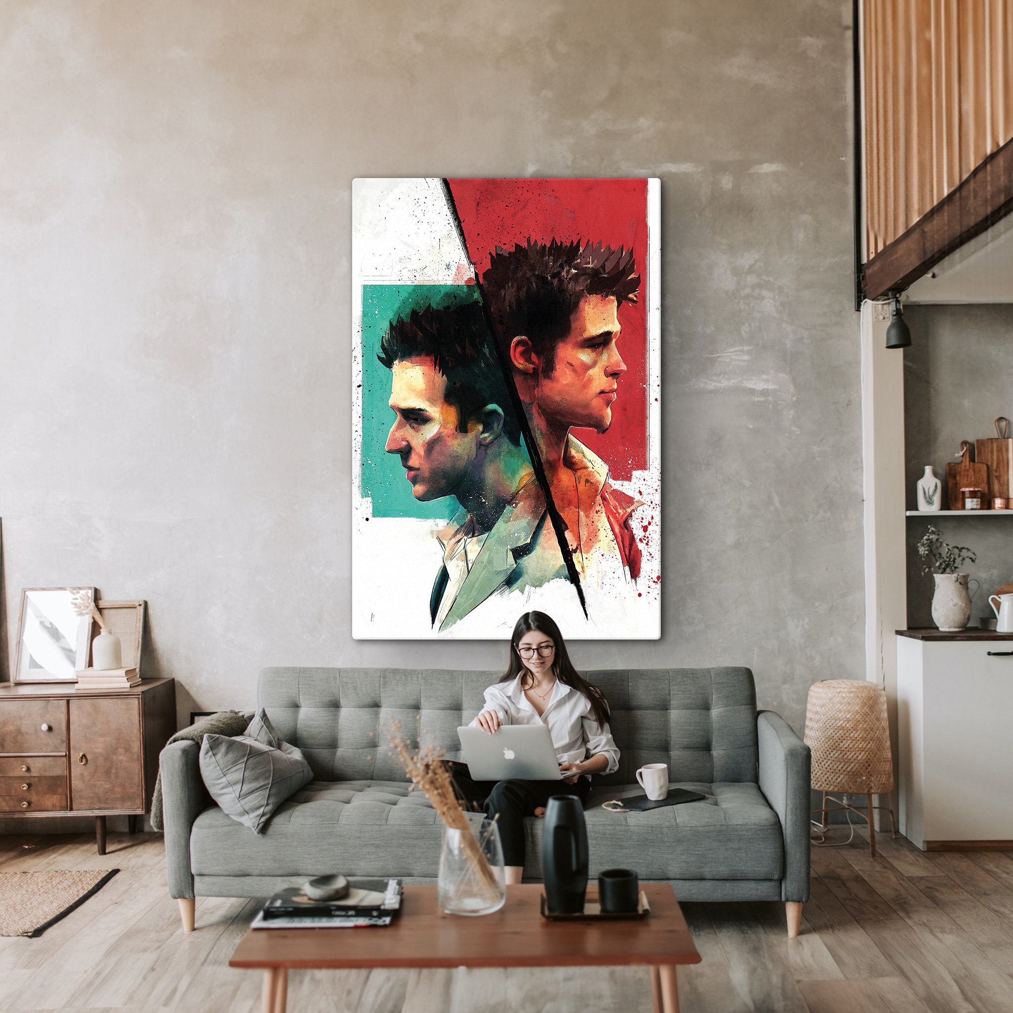 Discover Club Movie Poster, Fight Club Illustration Art Canvas, Fight Club Print, Brad Pitt Movie Poster, Movie Posters, Best Movies, Tyler Durden