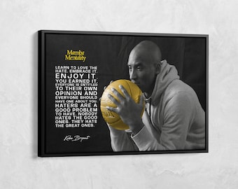 Mentaliteit motivatie citaten canvas, Kobe mentaliteit print, basketbal legende speler poster, basketbal cadeau, mentaliteit afdrukbaar, Mamba citaat