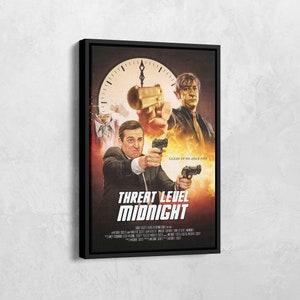 Threat Level Midnight Movie Poster, Michael Scott, Dwight Schrute, Dunder Mifflin, Sitcom TV Poster, The Office Wall Art, Movie Poster