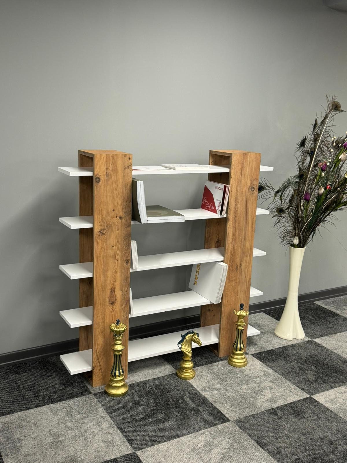 Melamine Bookshelf With Shelves Industrial Melamine Bookshelf Etsy