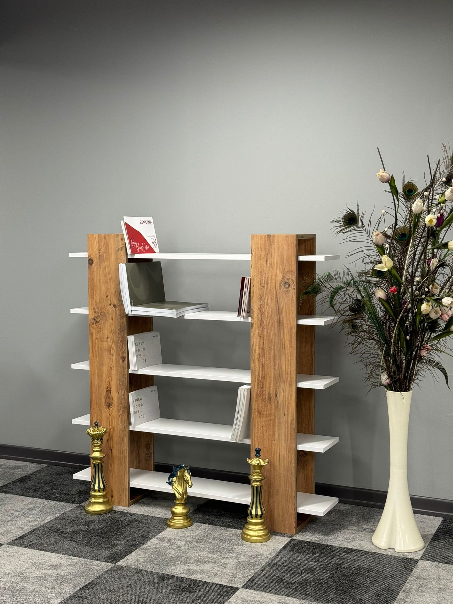 Melamine Bookshelf With Shelves Industrial Melamine Bookshelf Etsy