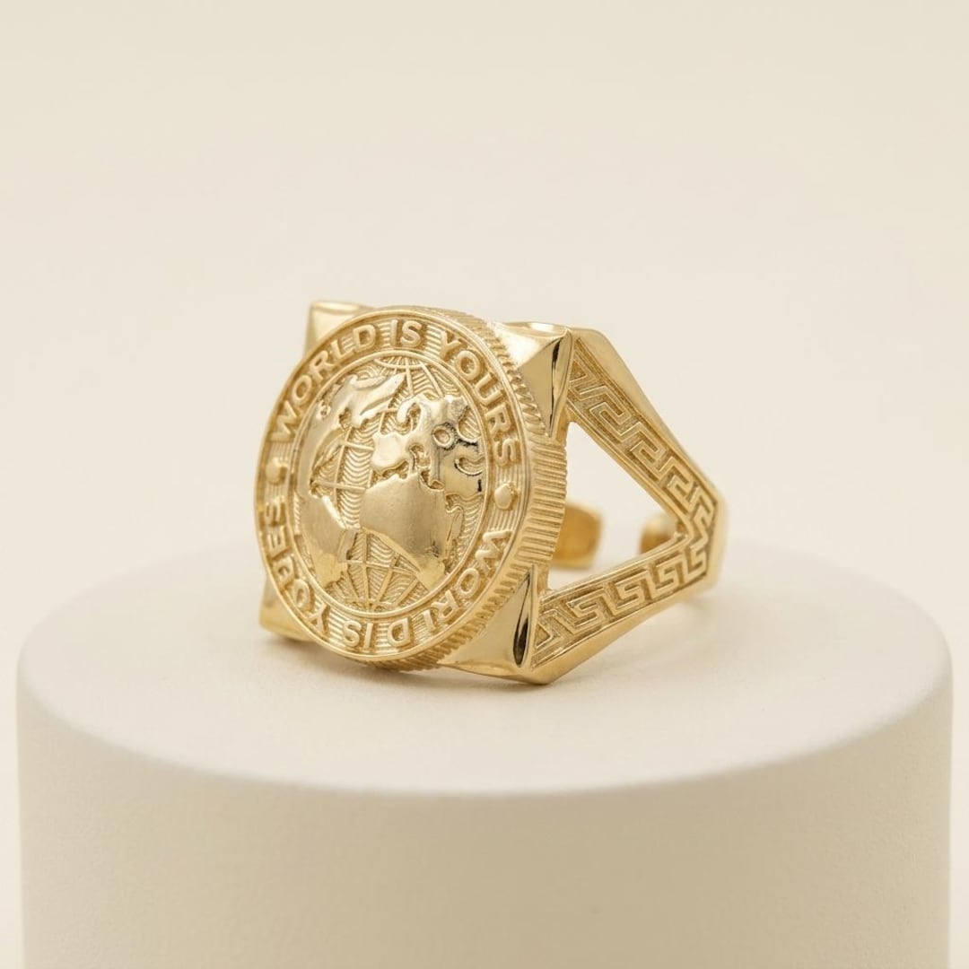 Scarface Rings 10K Gold the World is Yours Ring | Textured Ring | Real Gold Scarface ...