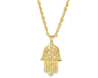 10k Yellow Gold Hamsa Hand Charm Necklace