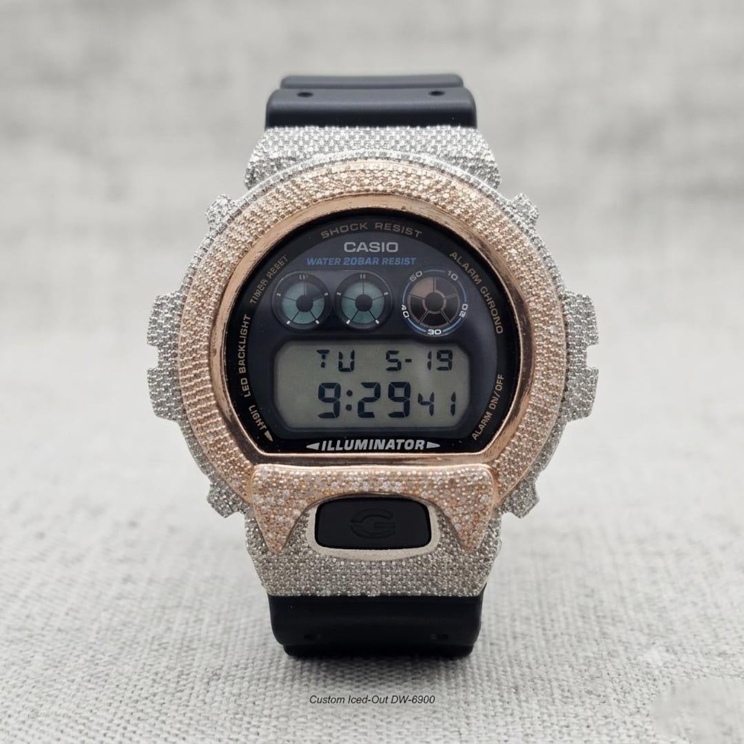 gold iced casio watch