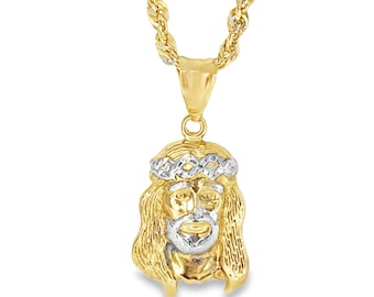 EUEAVAN Collana con ciondolo a forma di testa di Gesù Cristo Cava Collana con ciondolo religioso cristiano Fascini Croce Bibbia Preghiera Collana