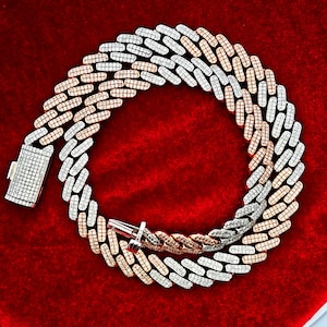 10KT White Gold and Rose Gold 13 CTW Cuban Chain