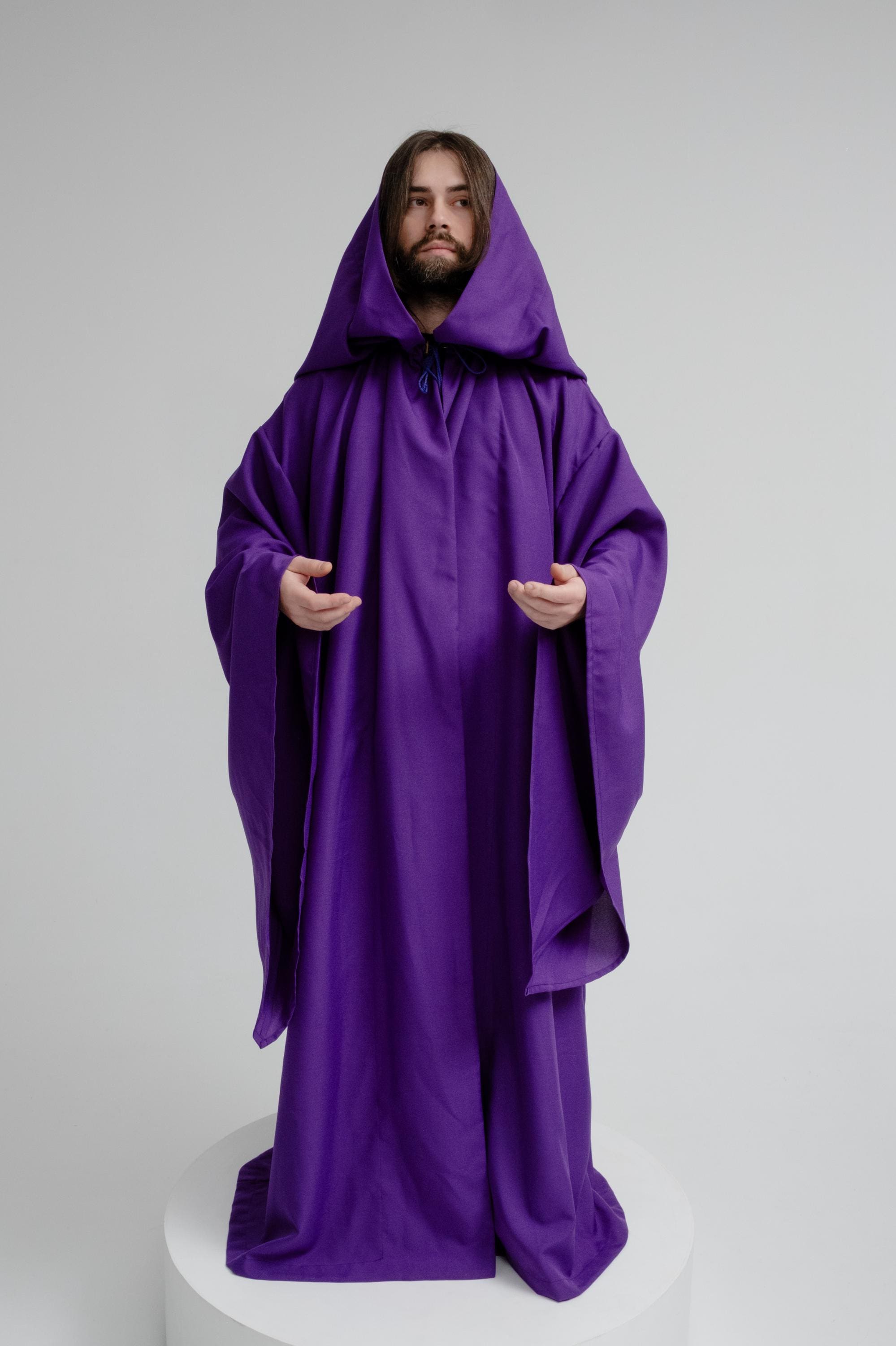 Violet Mist Cloak – Handmade Deep Purple Hooded Cape, Unisex Mystery ...