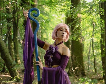 Hölzerner Arkanstab — Gezeitenwirbel, Fantasy Zauberstab, Blaue Magie Cosplay Requisite, handgemachtes Outfit, Kostüm fürs Festival