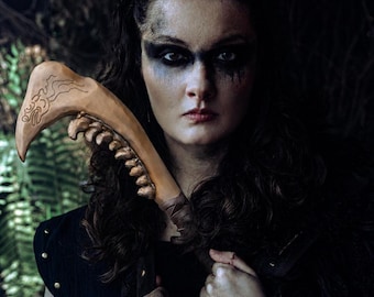 Fangjaw Relic, Bone Style Costume Accessory, Handmade Fantasy Photo Prop, Rustic Festival Display Piece
