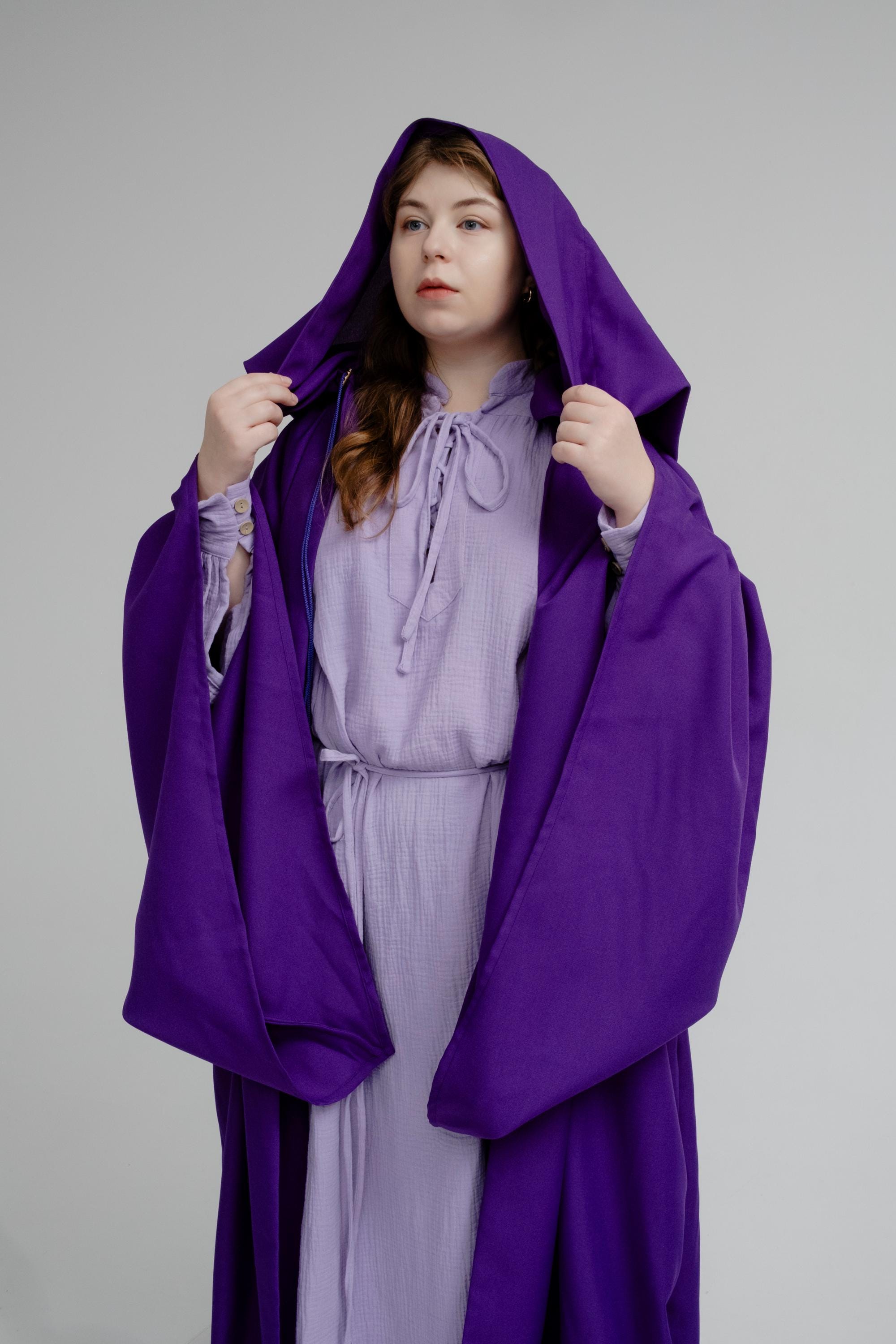 Violet Mist Set – Twilight Deep Purple Gabardine Cloak and Muslin